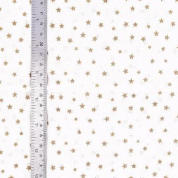 Baumwolle Druck Sternchen Beige auf Weiß